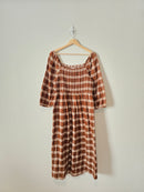 NEW Brown Plaid Midi Dress (L)