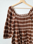 NEW Brown Plaid Midi Dress (L)