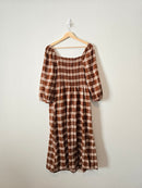 NEW Brown Plaid Midi Dress (L)