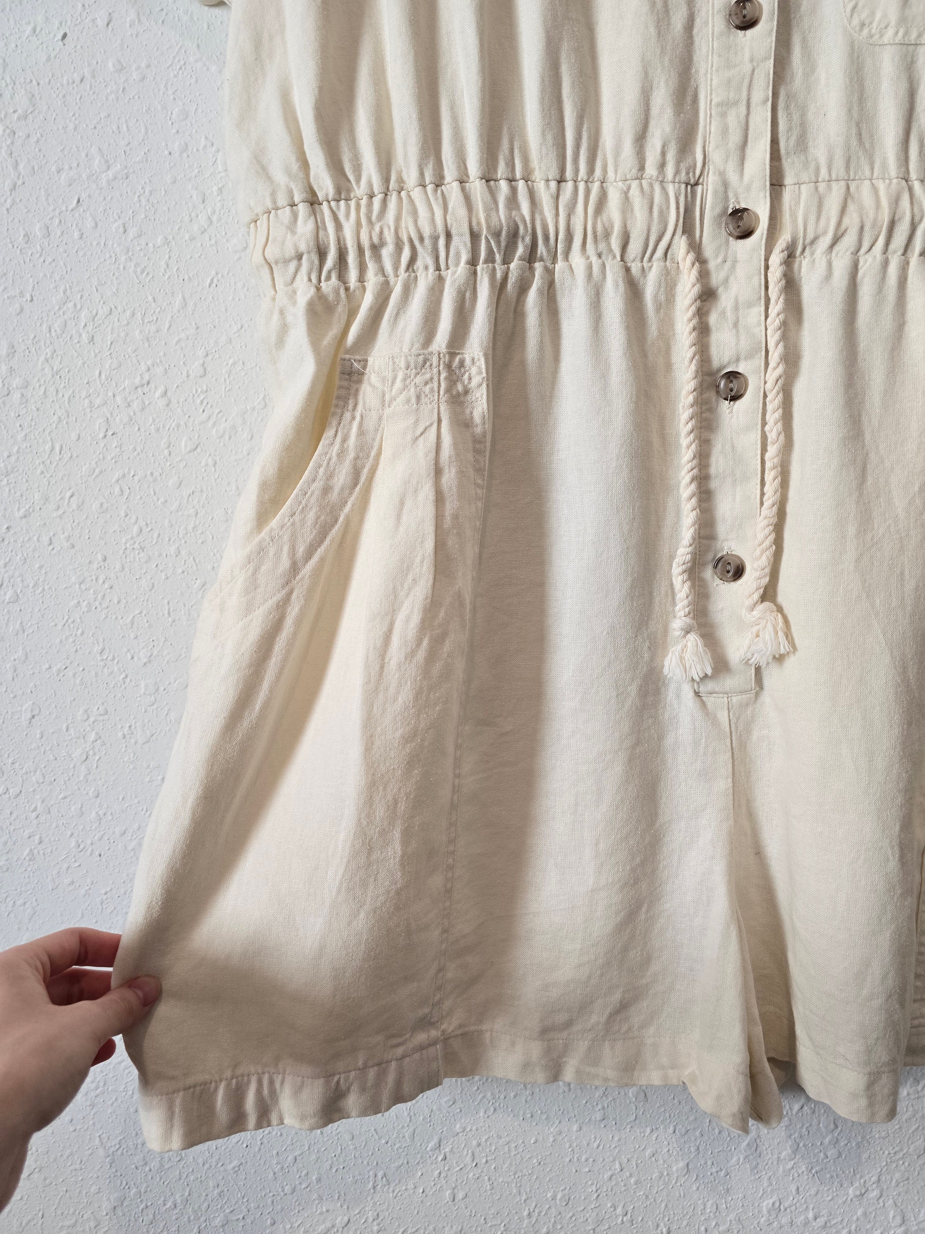 Neutral Linen Utility Romper (XXL)