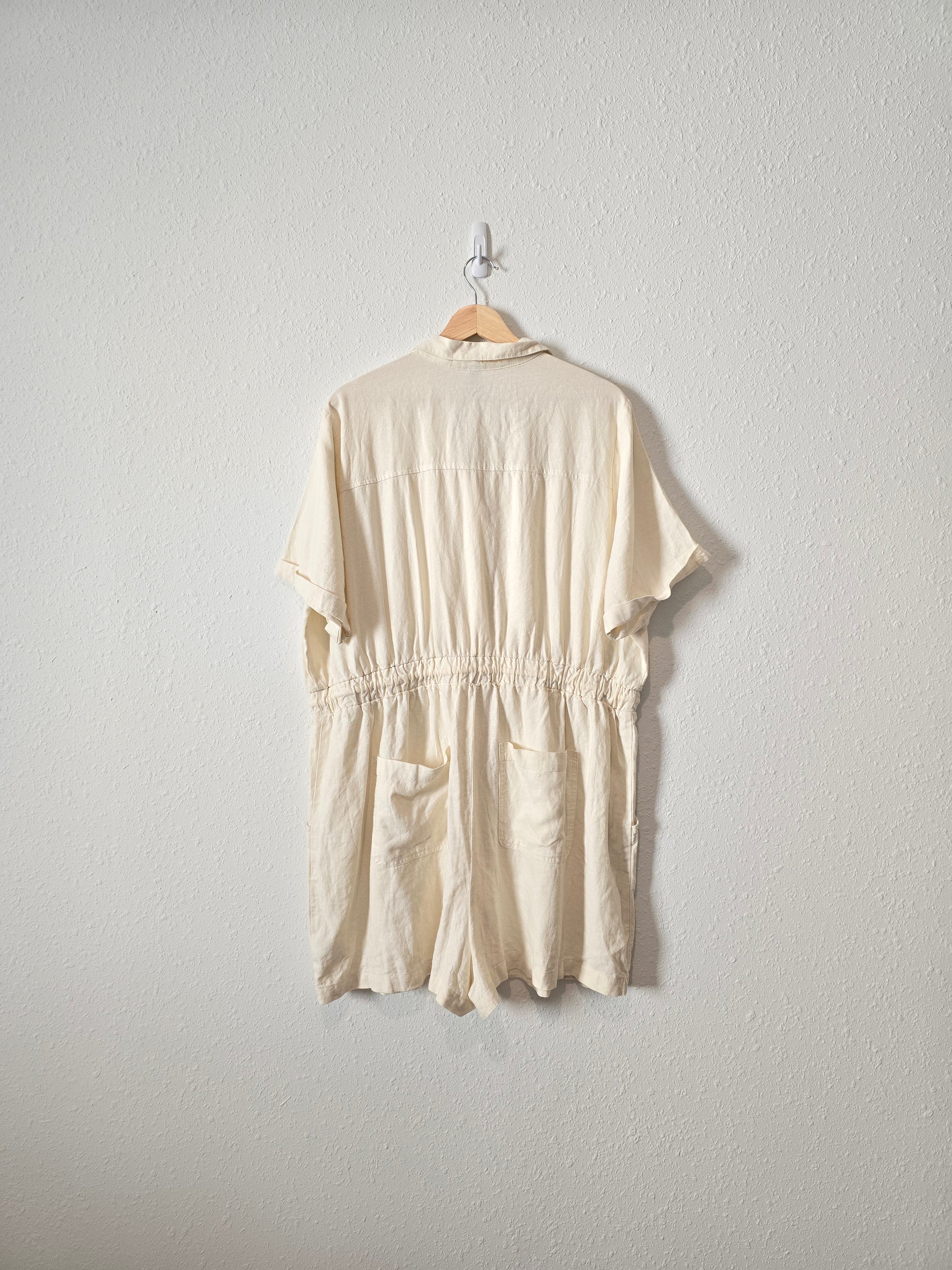 Neutral Linen Utility Romper (XXL)