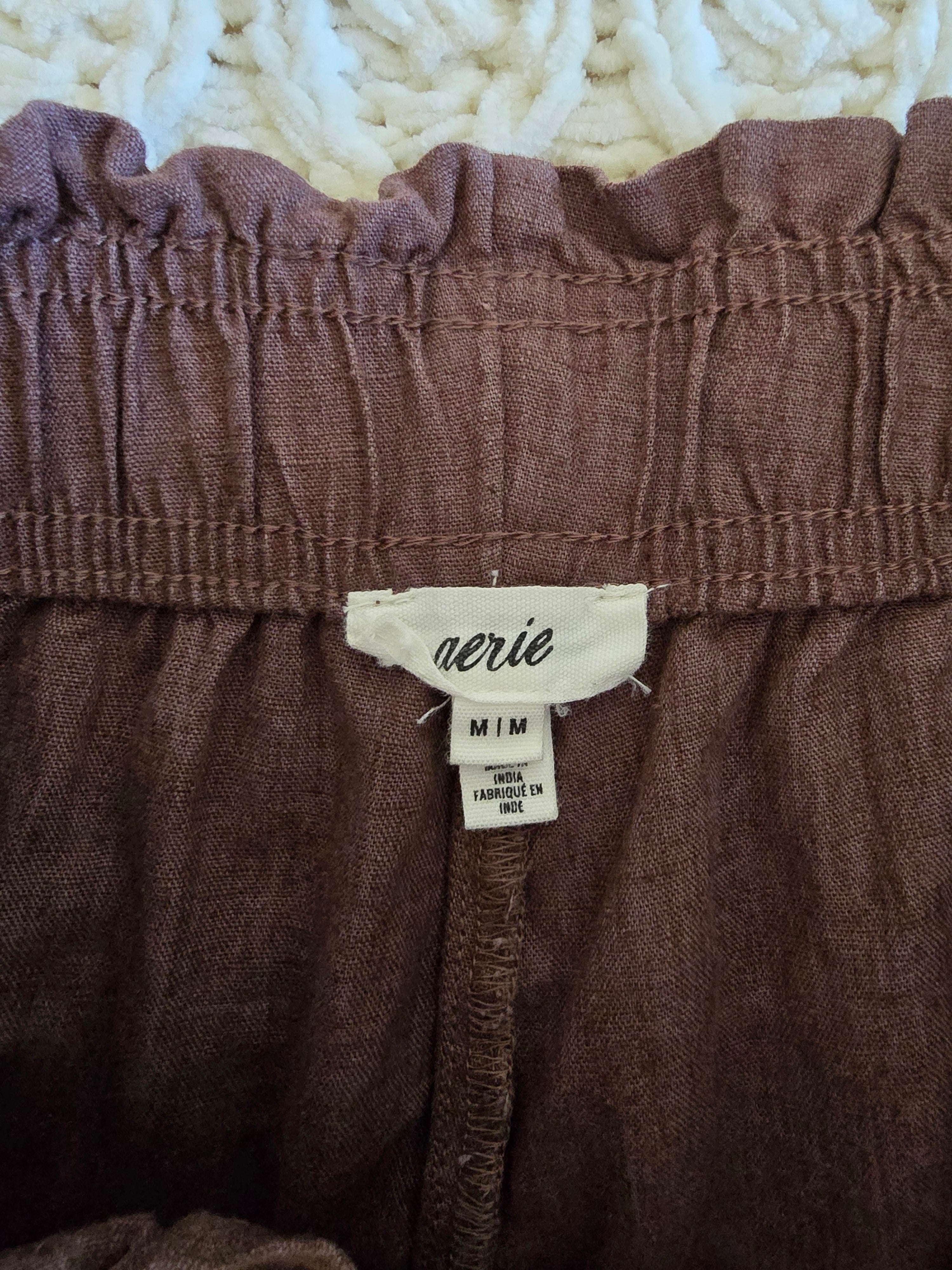 Aerie Brown Linen Shorts (M)