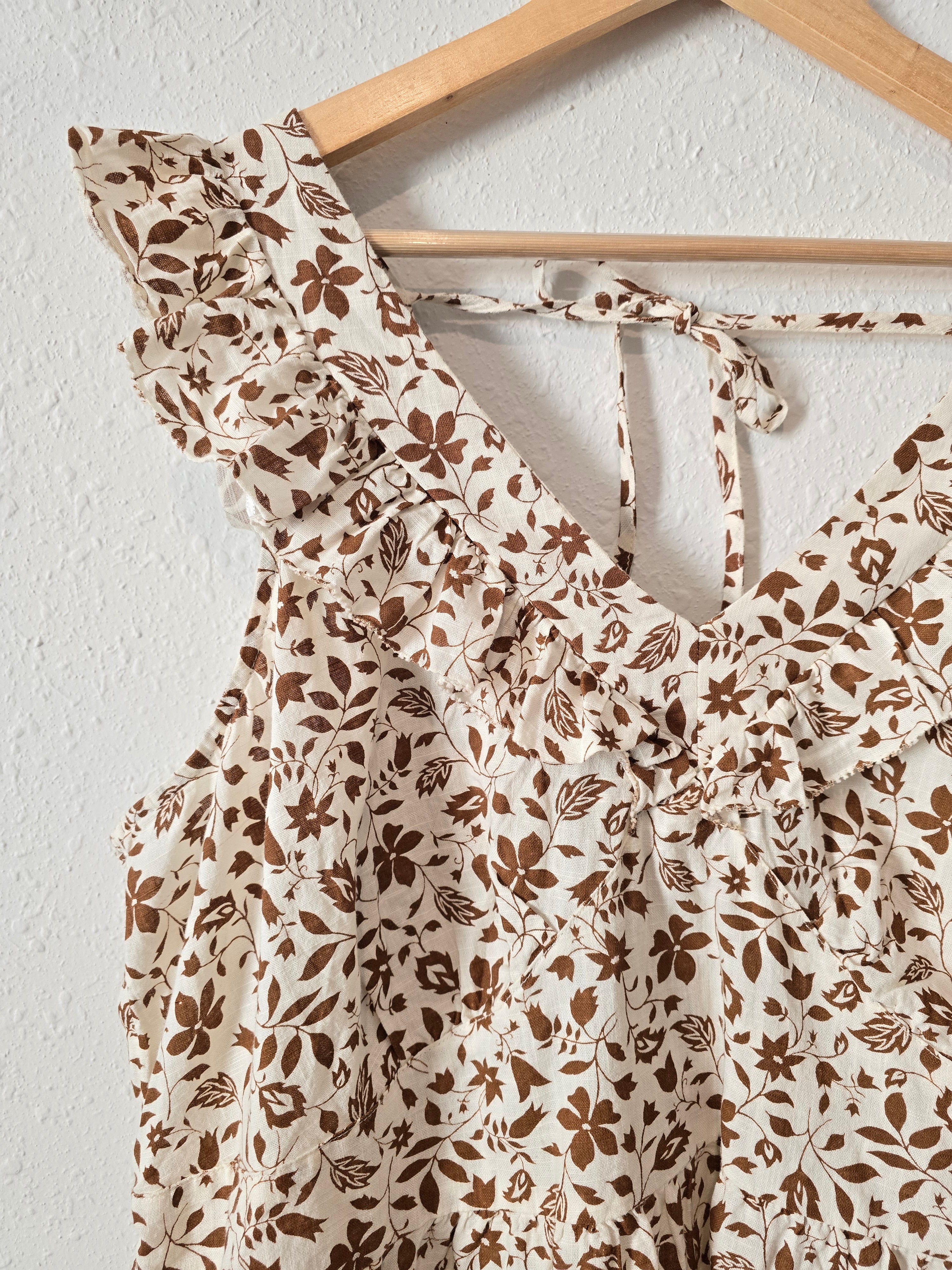 Brown Floral Ruffle Tank (XXL)