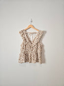 Brown Floral Ruffle Tank (XXL)