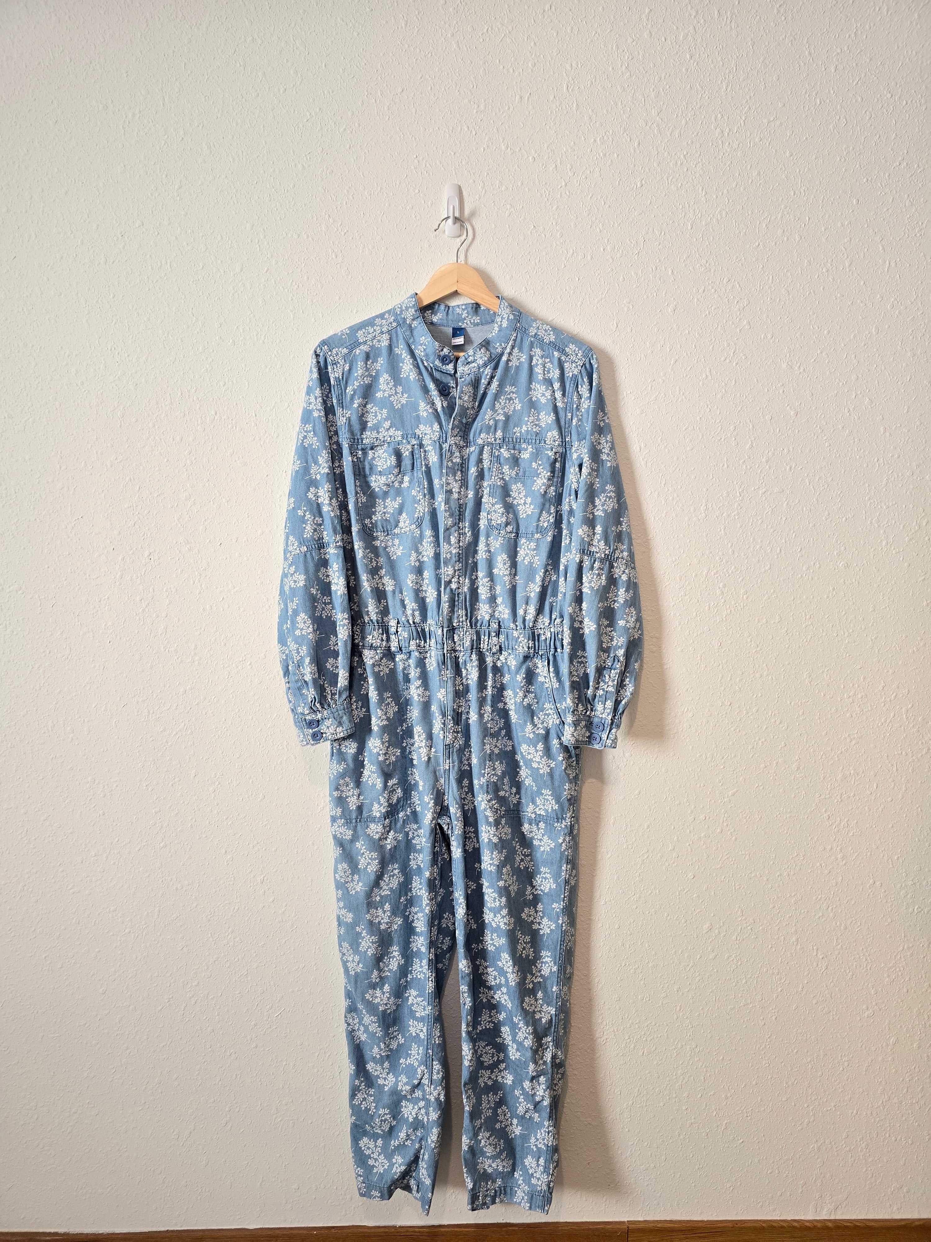 Floral Denim Coveralls (L)