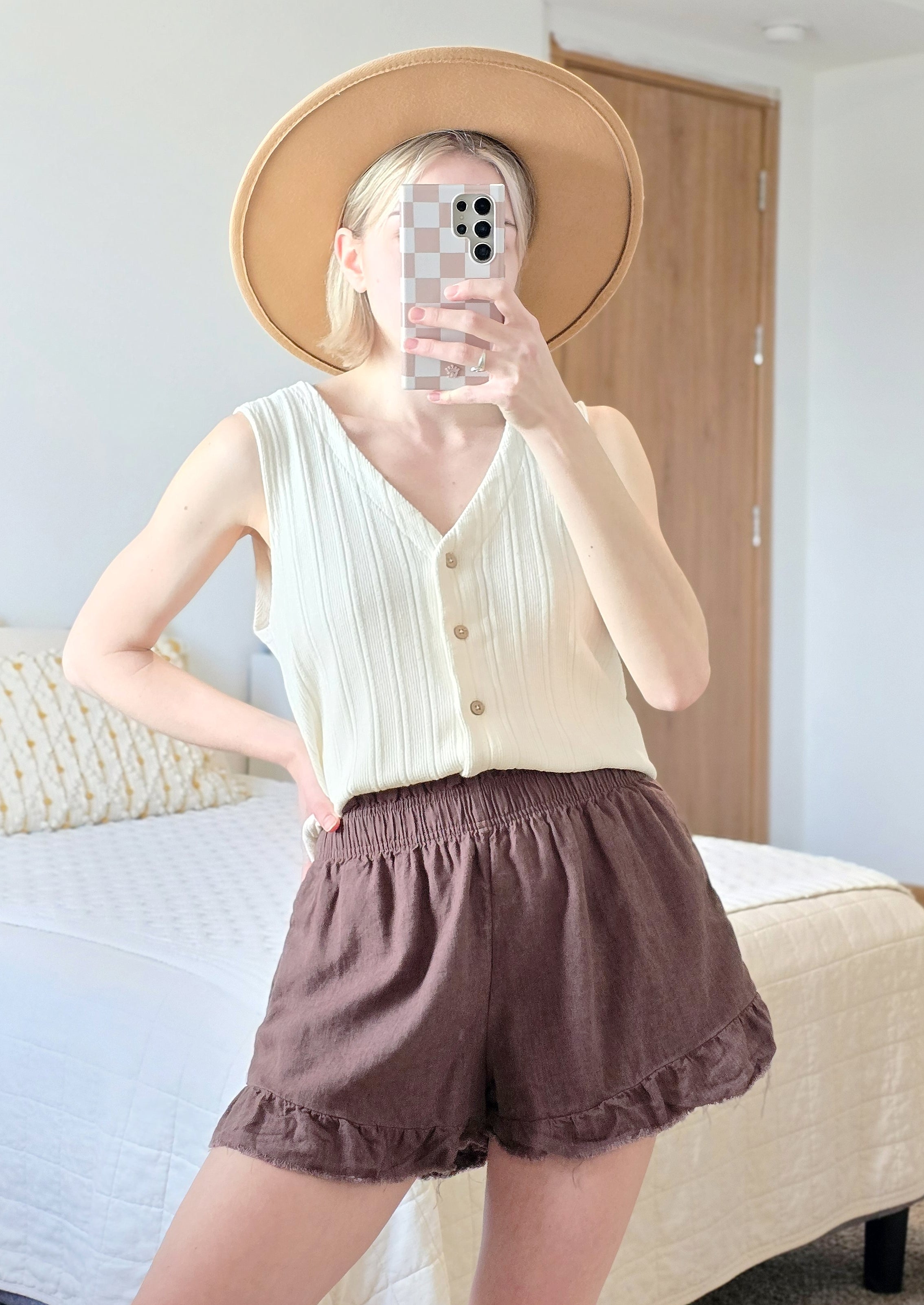 Aerie Brown Linen Shorts (M)