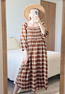 NEW Brown Plaid Midi Dress (L)