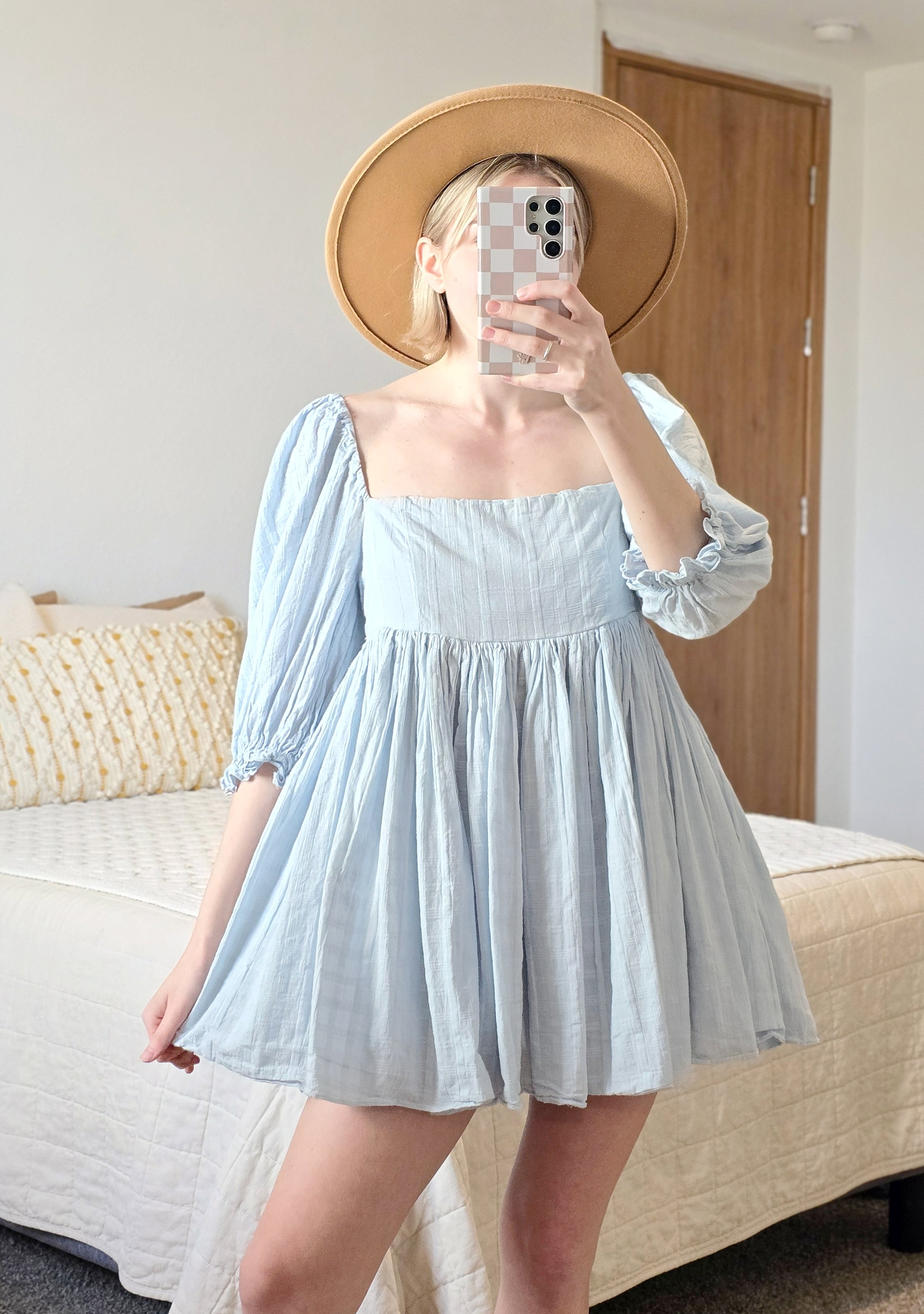 Mable Puff Sleeve Babydoll Dress (S)