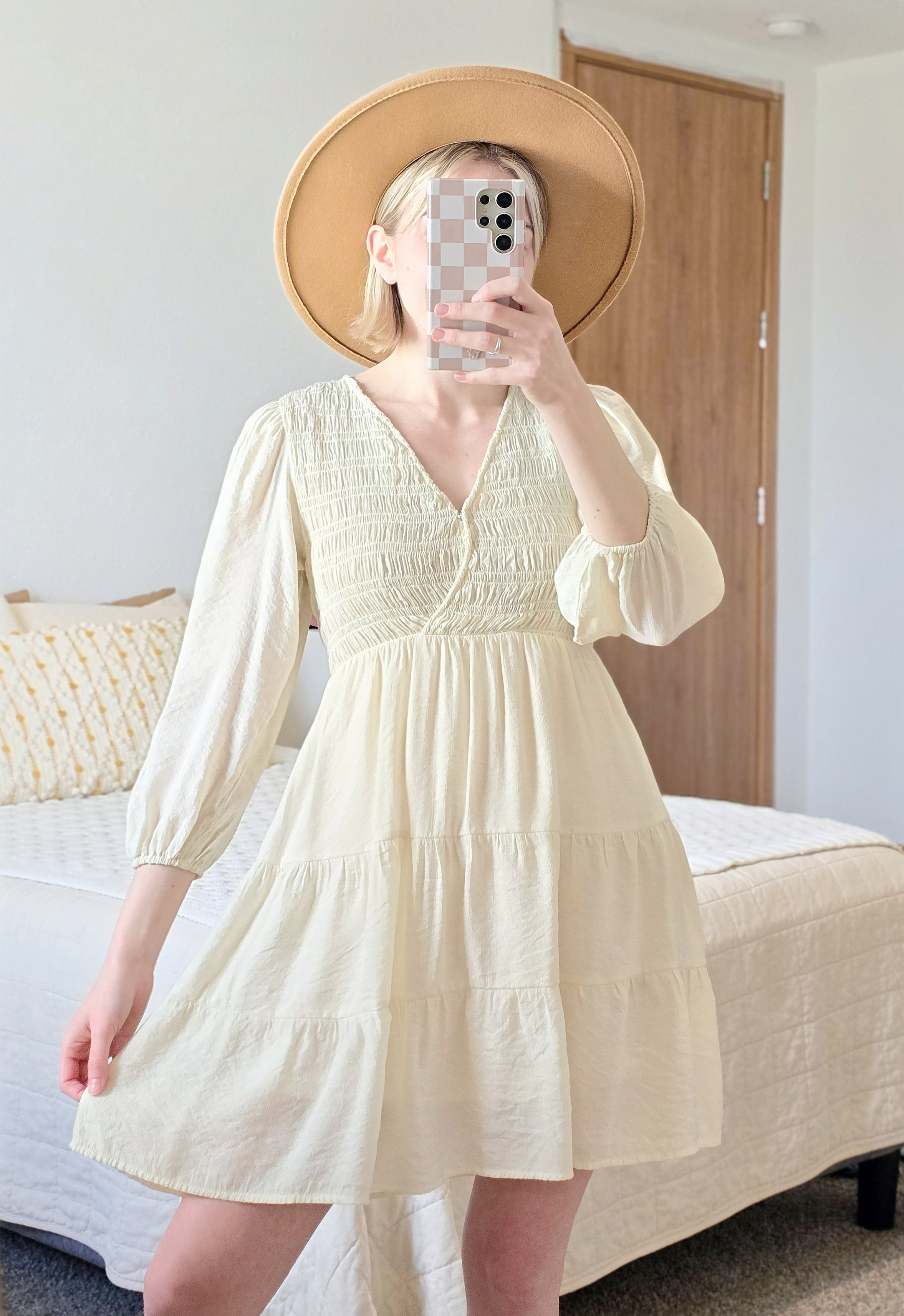 Neutral Smocked Dress (L)