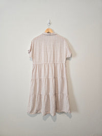 Gingham Linen Midi Dress (M)