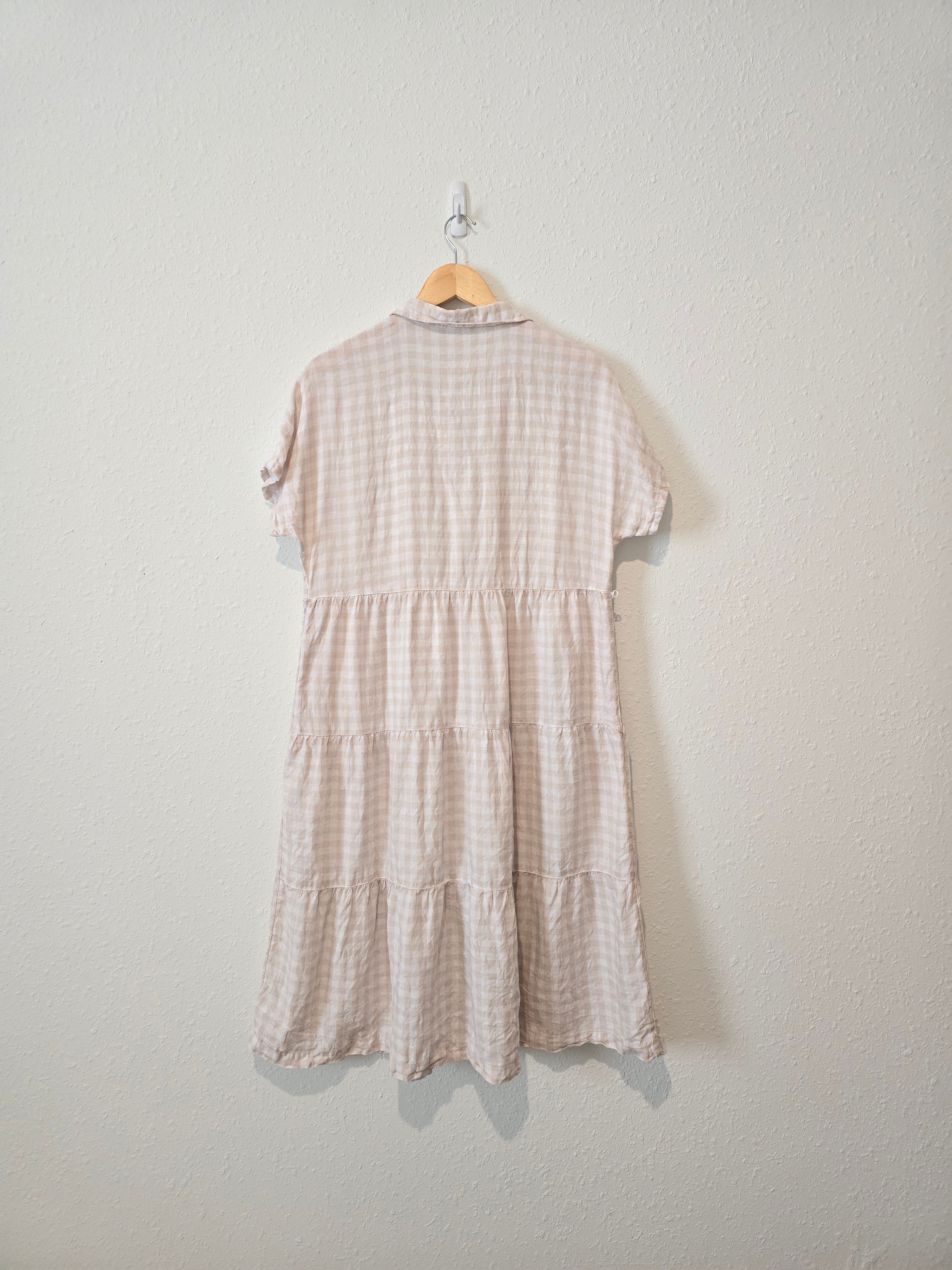 Gingham Linen Midi Dress (M)