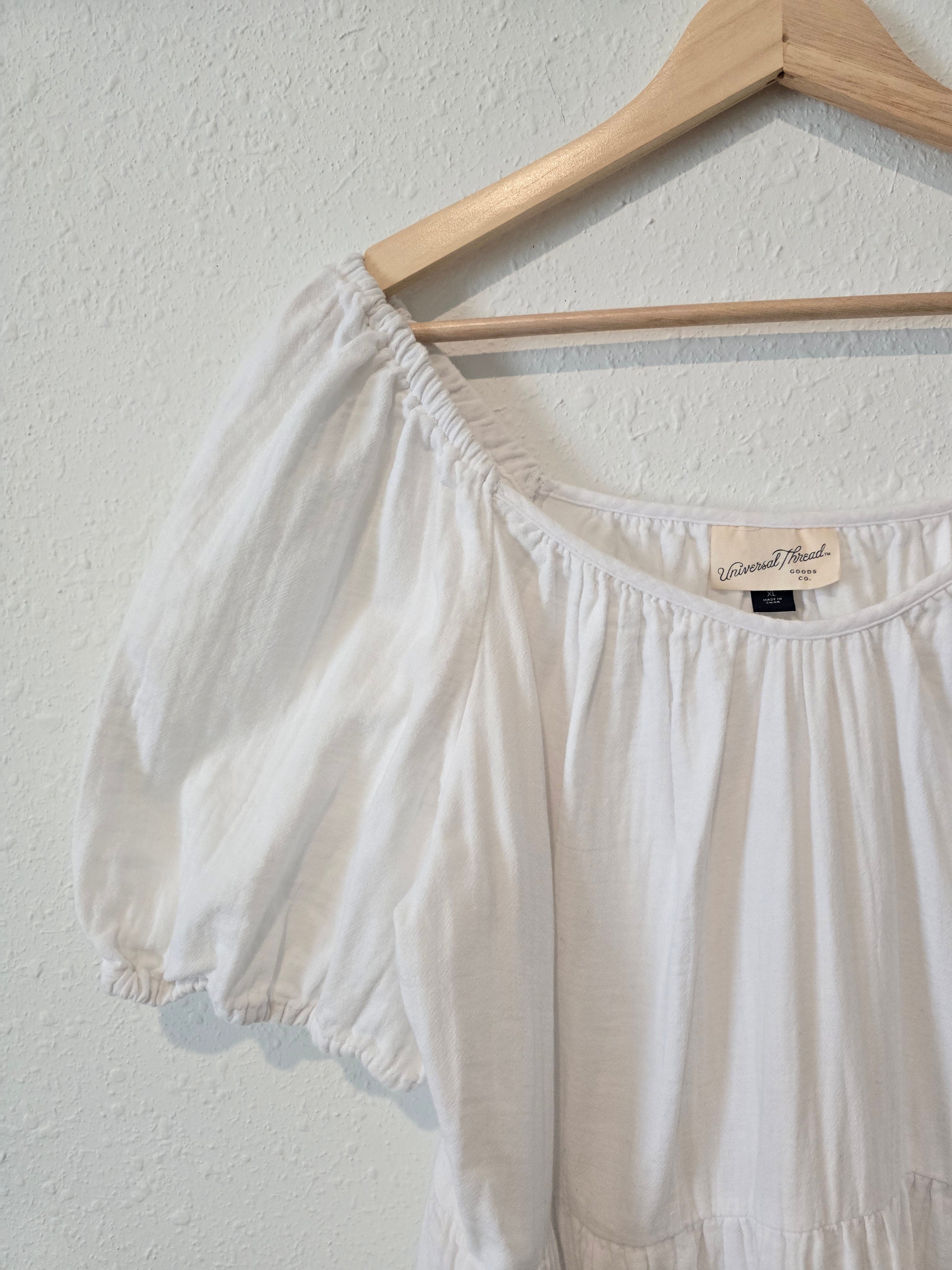 White Gauzy Tiered Dress (XL)