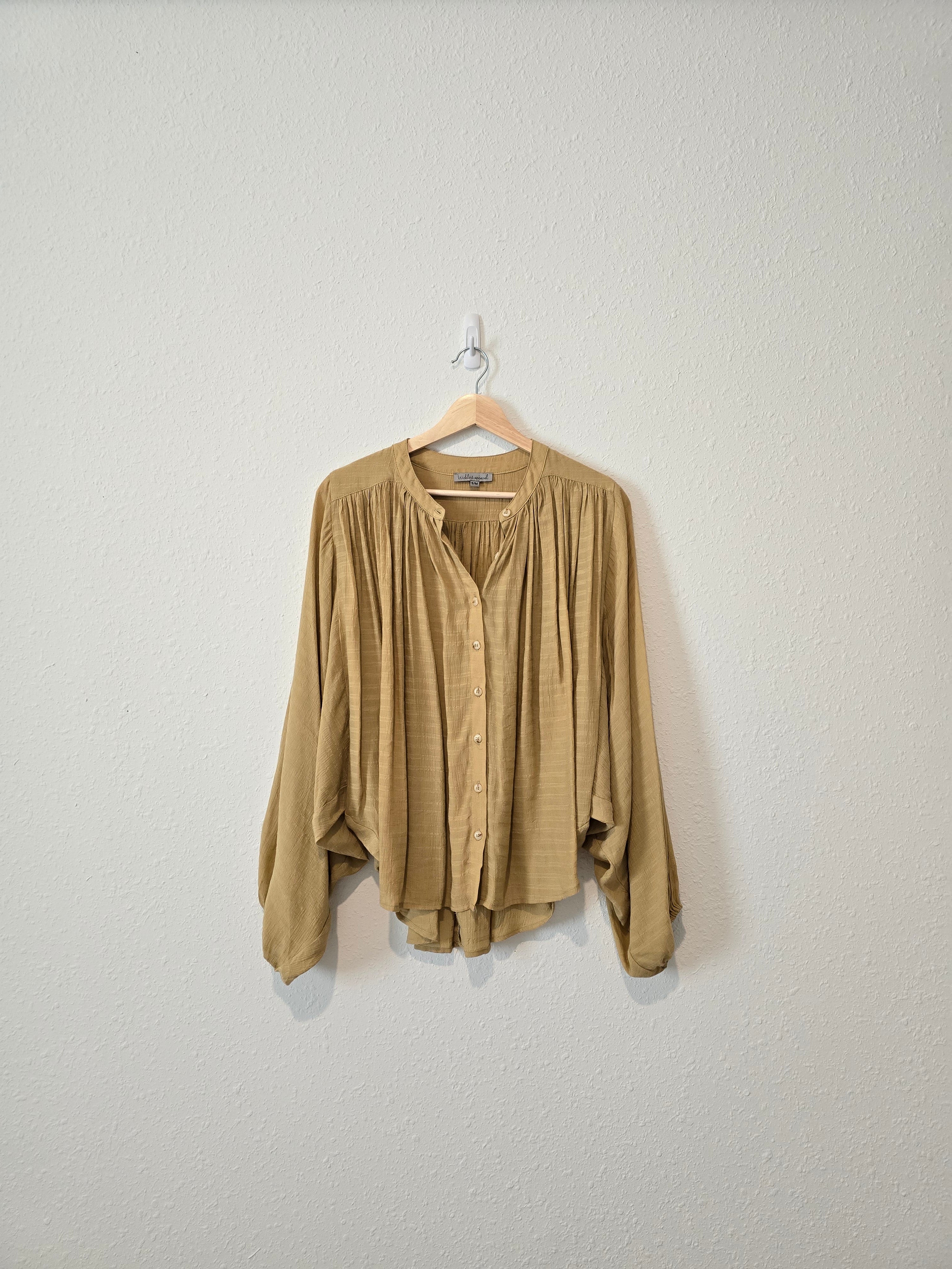 Mustard Flowy Button Up (S/M)