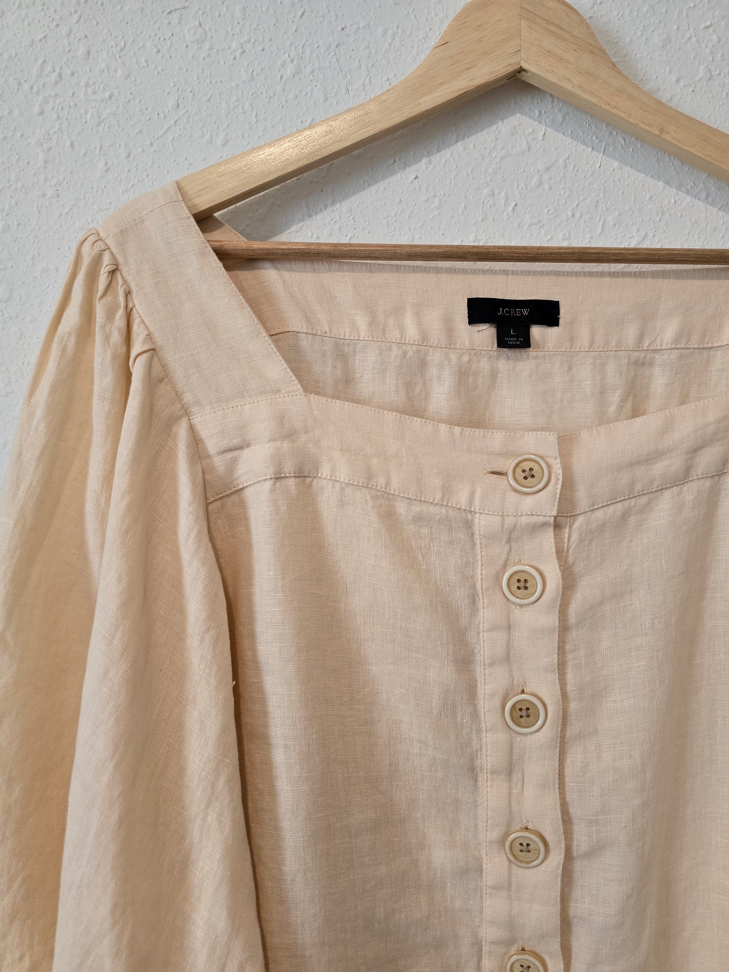 J.Crew Square Neck Linen Top (L)