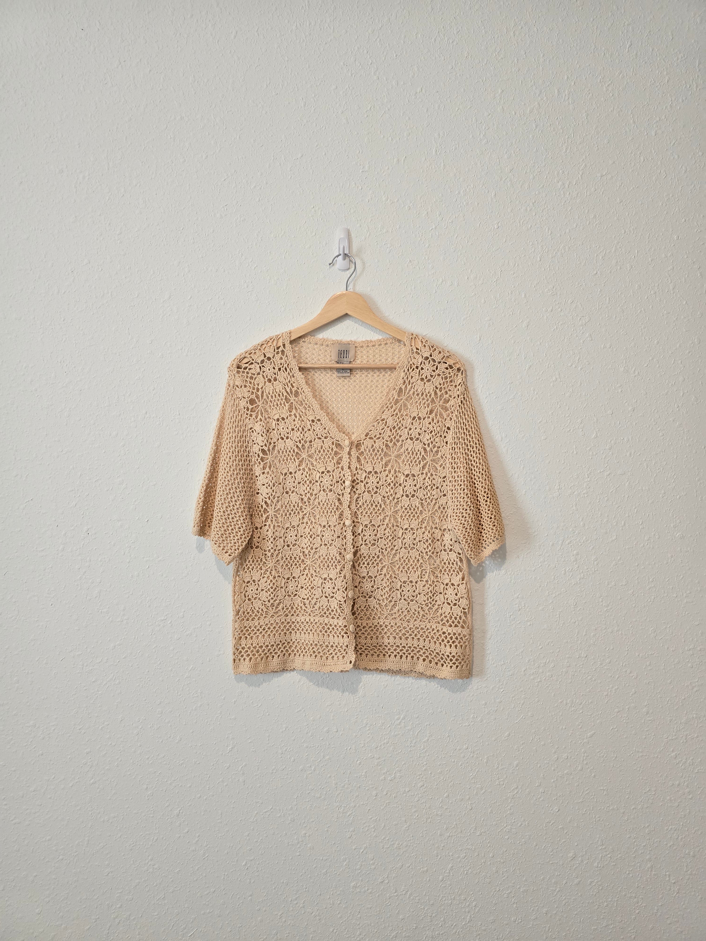 Vintage Crochet Button Up Top (L)