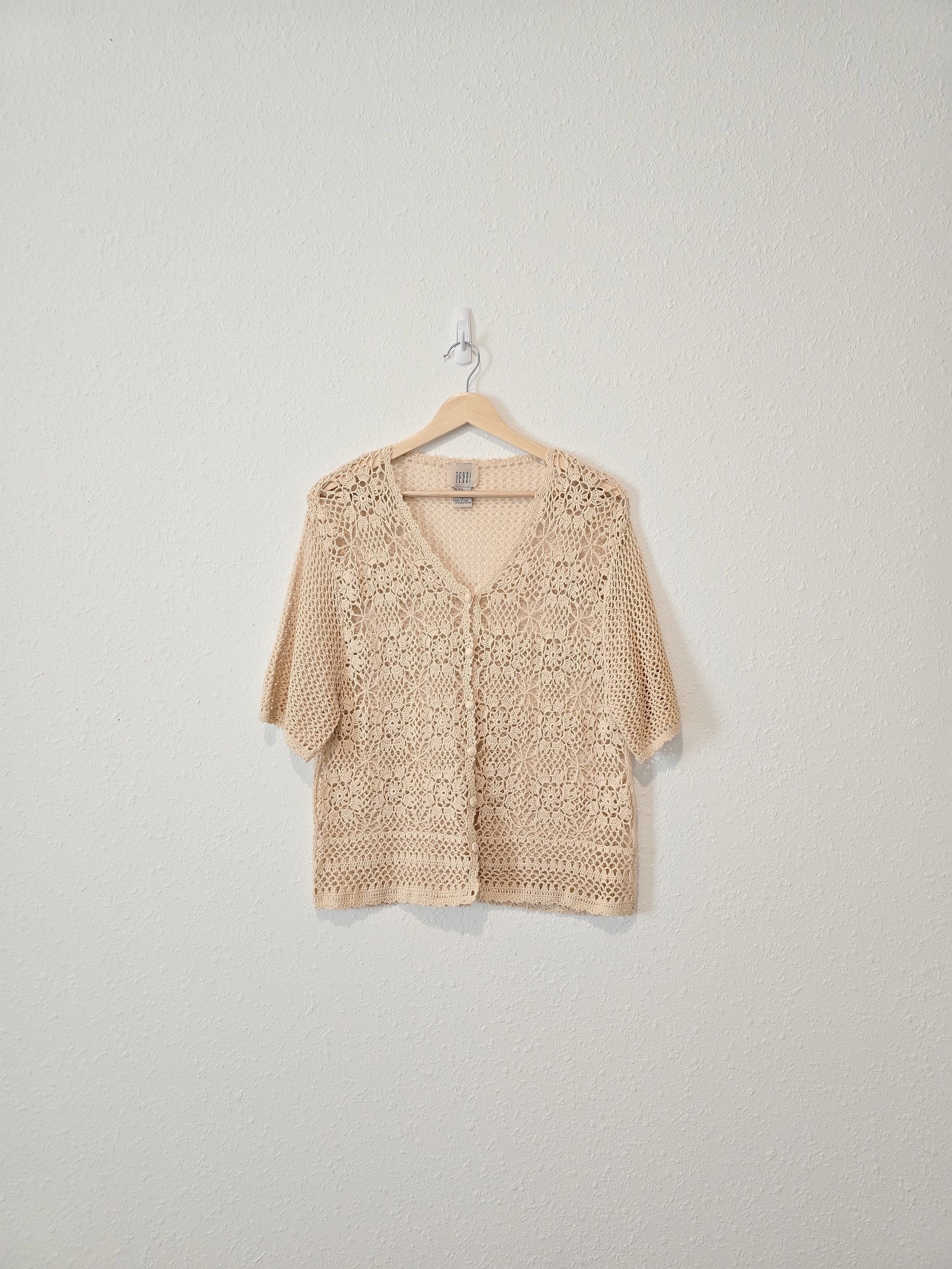 Vintage Crochet Button Up Top (L)