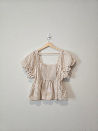 Gingham Puff Sleeve Top (XXL)