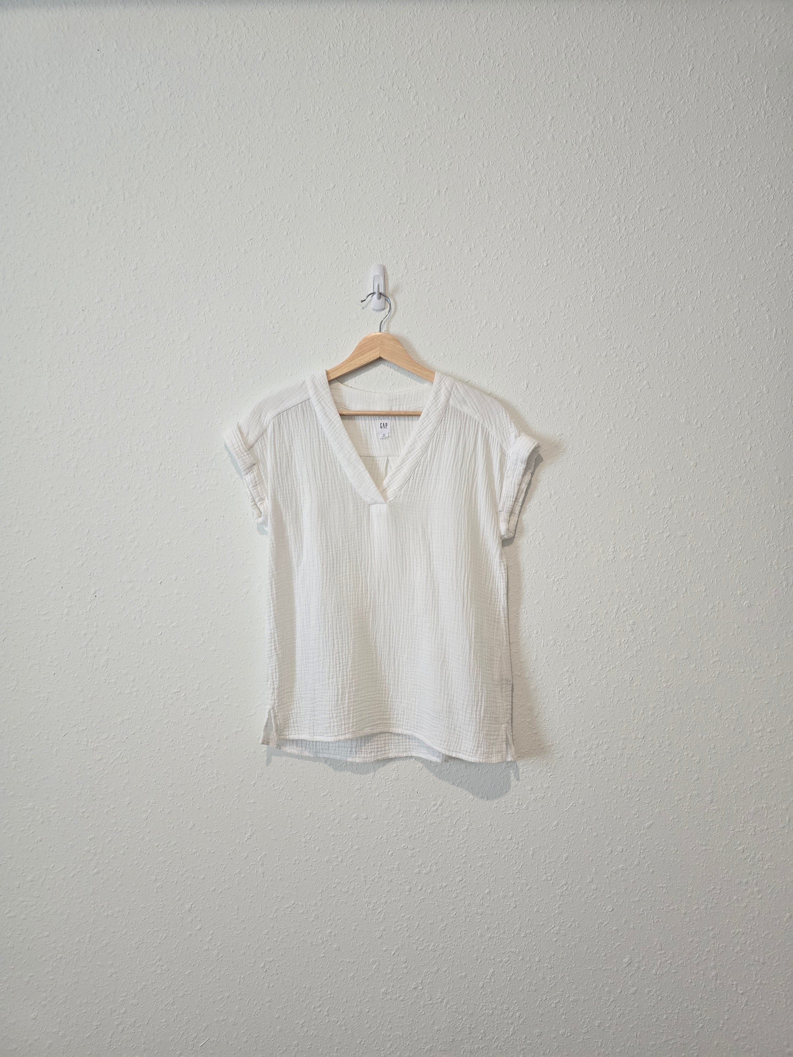 White Cotton Gauze Top (XS)