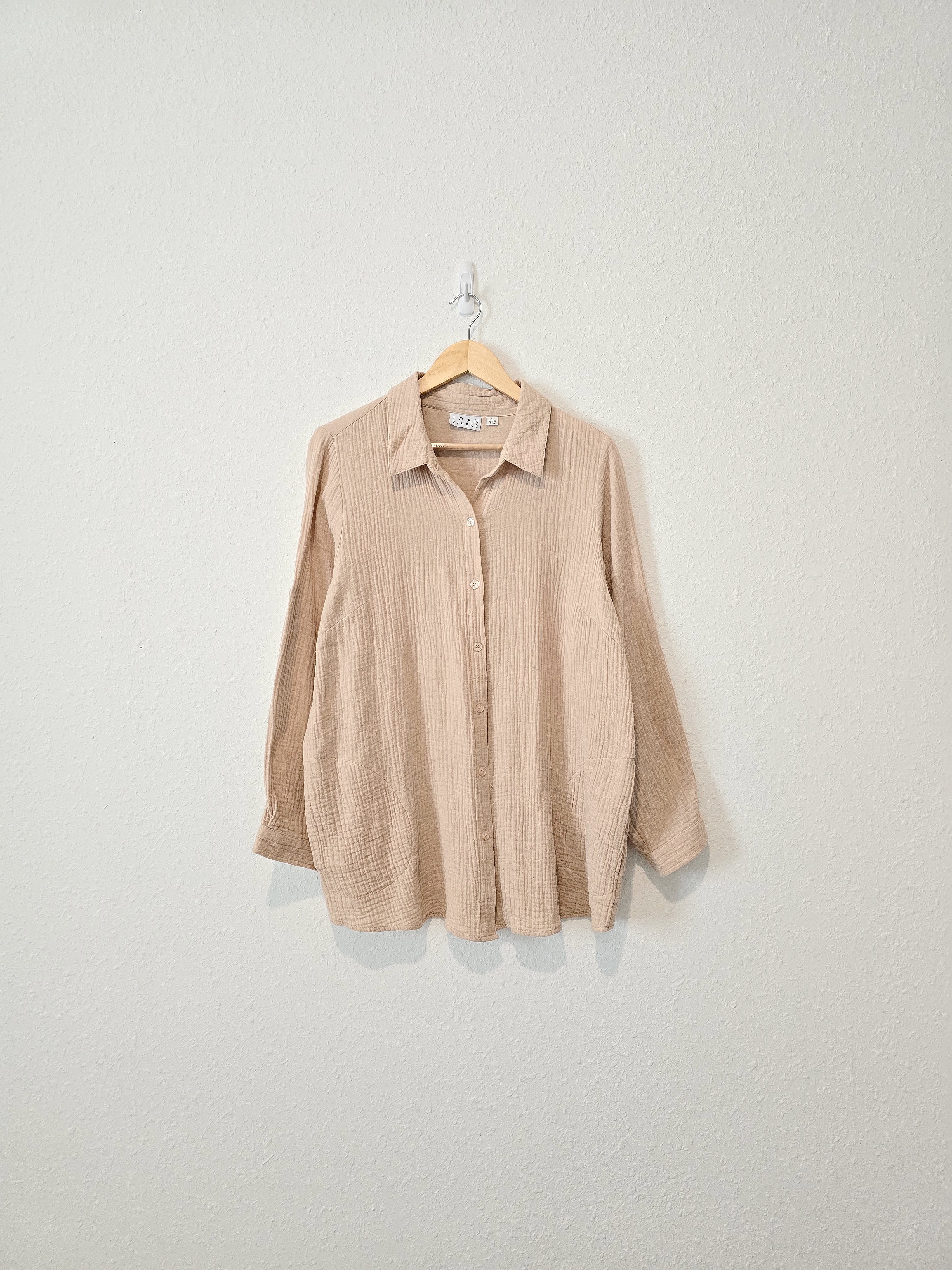 Neutral Gauzy Button Up (L)