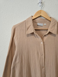 Neutral Gauzy Button Up (L)