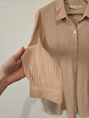 Neutral Gauzy Button Up (L)