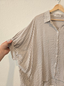 Oversized Striped Button Up (L)