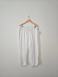 NEW White Linen Straight Pants (L)