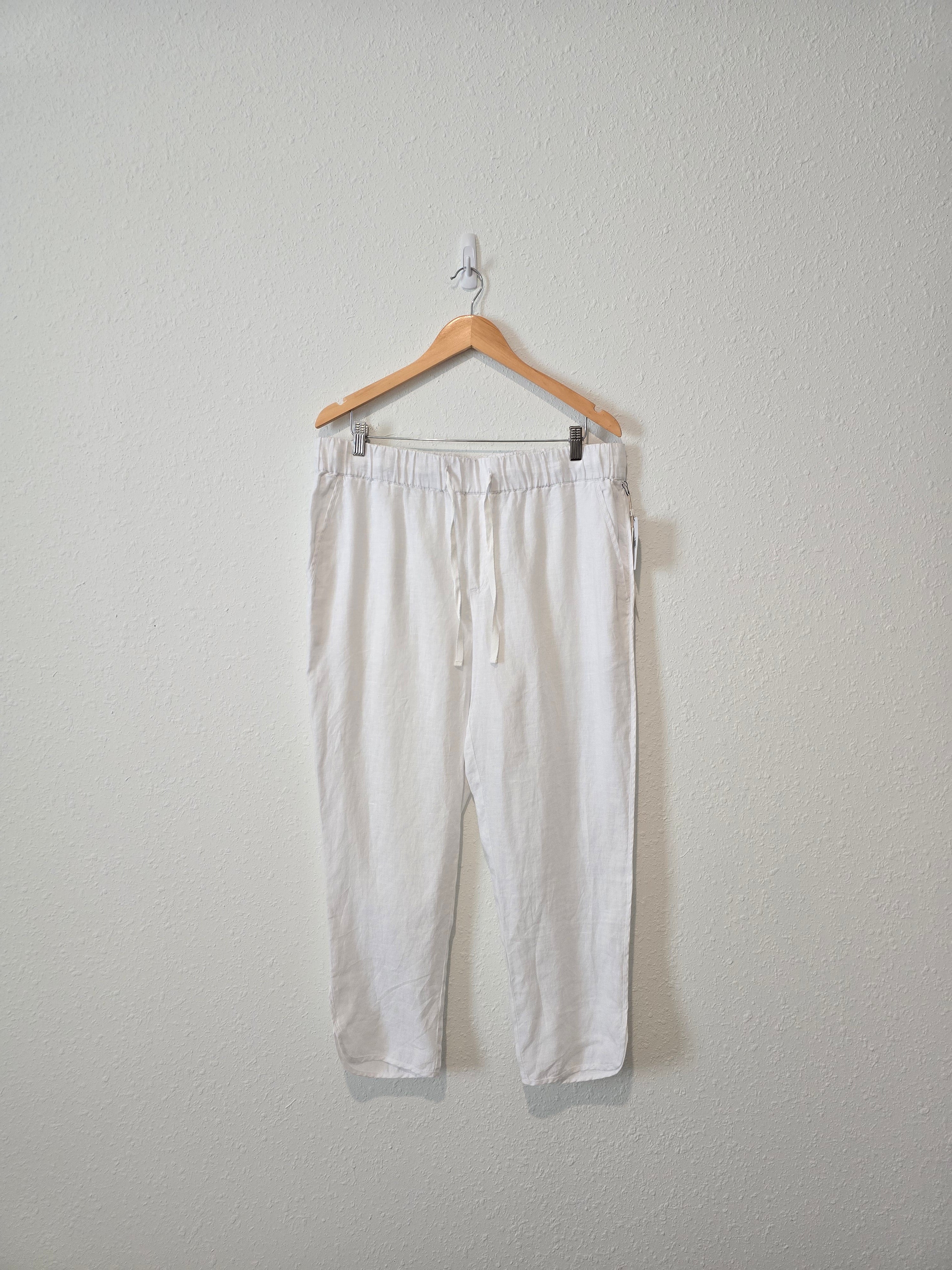 NEW White Linen Straight Pants (L)