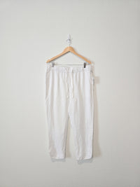 NEW White Linen Straight Pants (L)