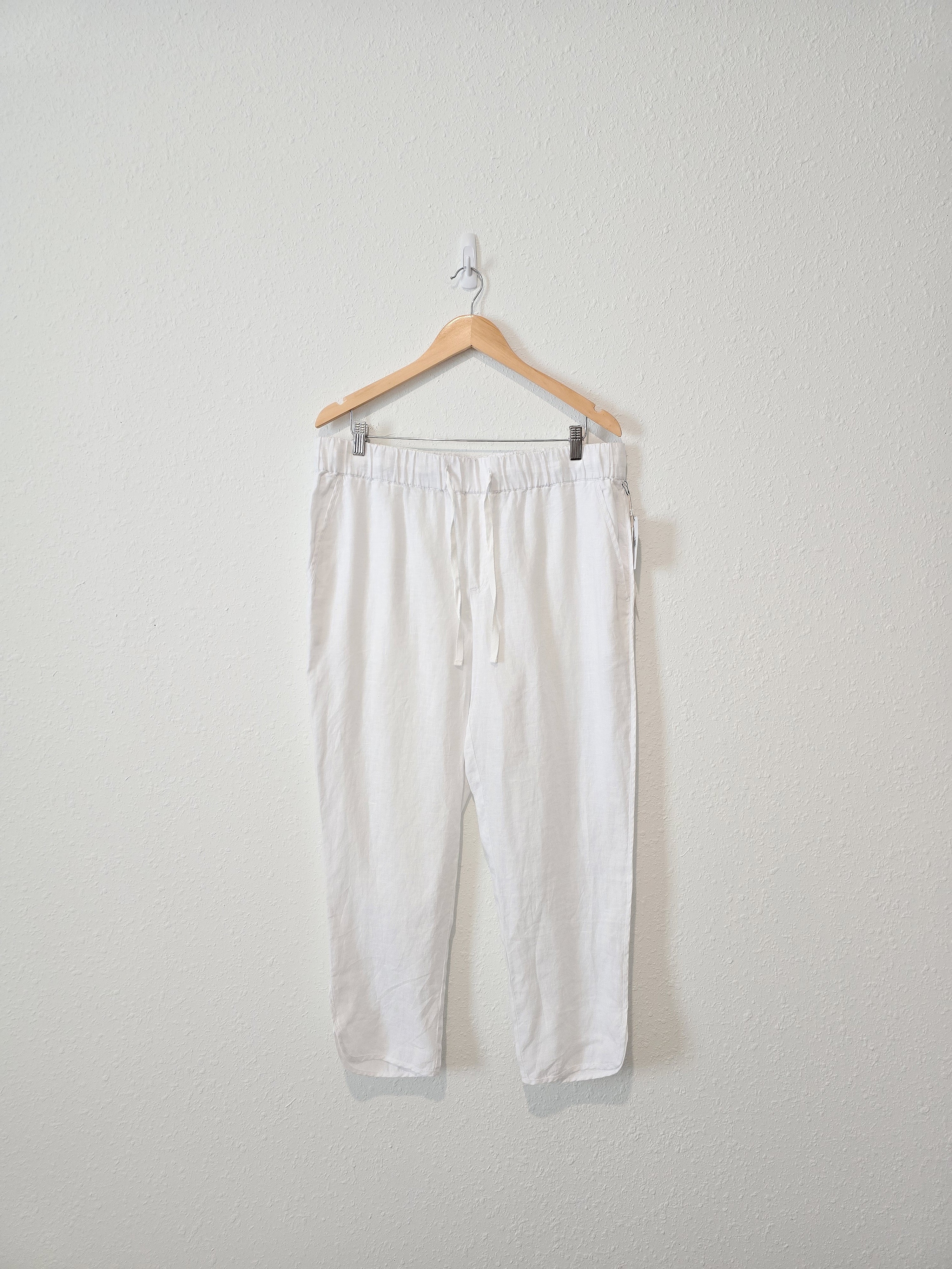 NEW White Linen Straight Pants (L)