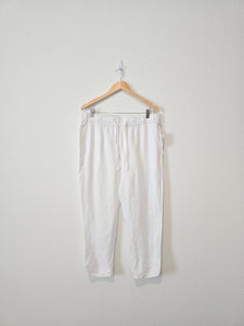 NEW White Linen Straight Pants (L)