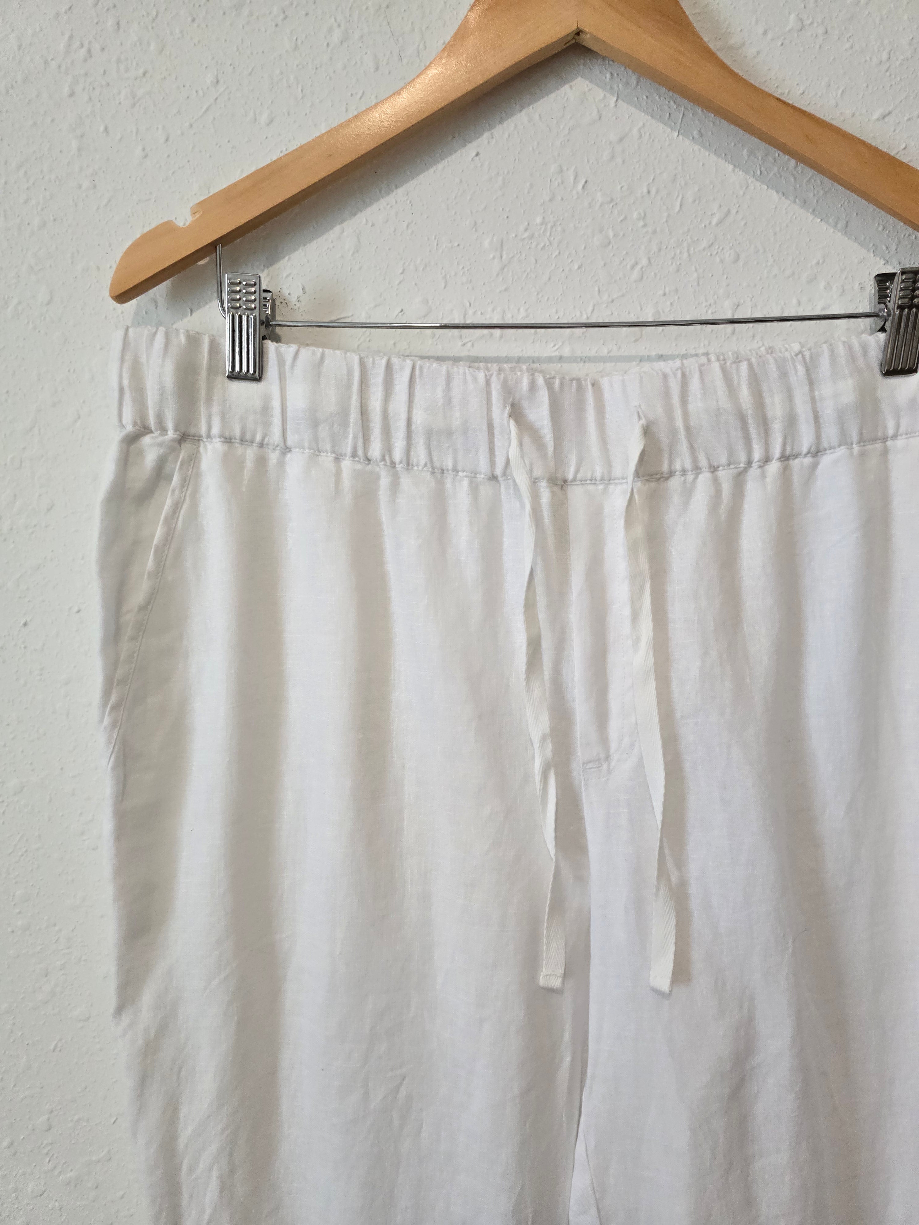 NEW White Linen Straight Pants (L)