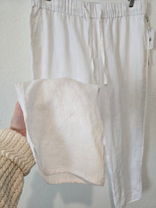 NEW White Linen Straight Pants (L)
