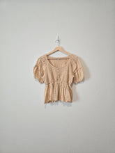 Load image into Gallery viewer, Yellow Smocked Puff Sleeve Top (M)

