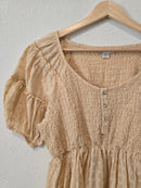 Yellow Smocked Puff Sleeve Top (M)