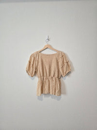 Yellow Smocked Puff Sleeve Top (M)