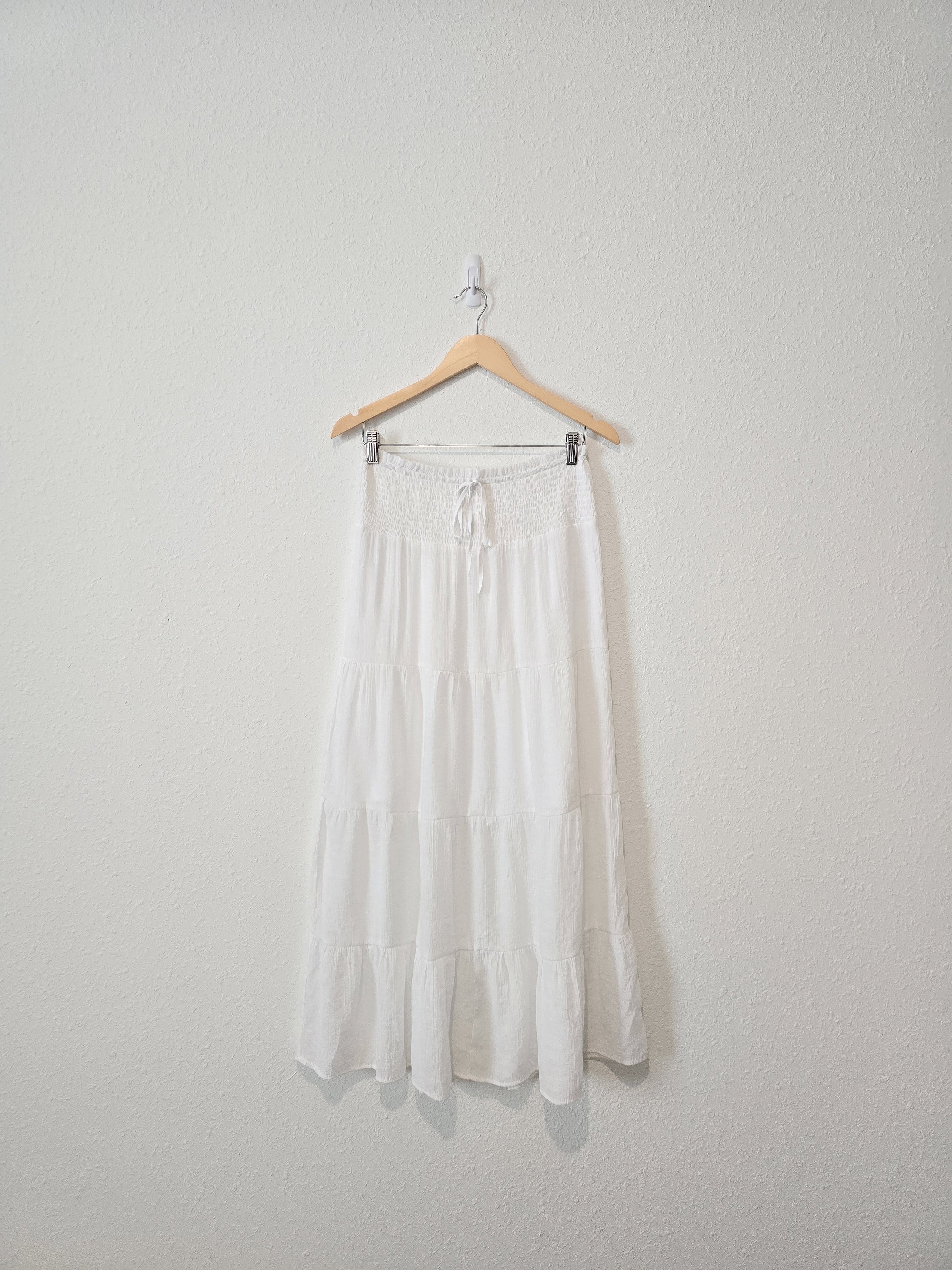 White Tiered Maxi Skirt (M)