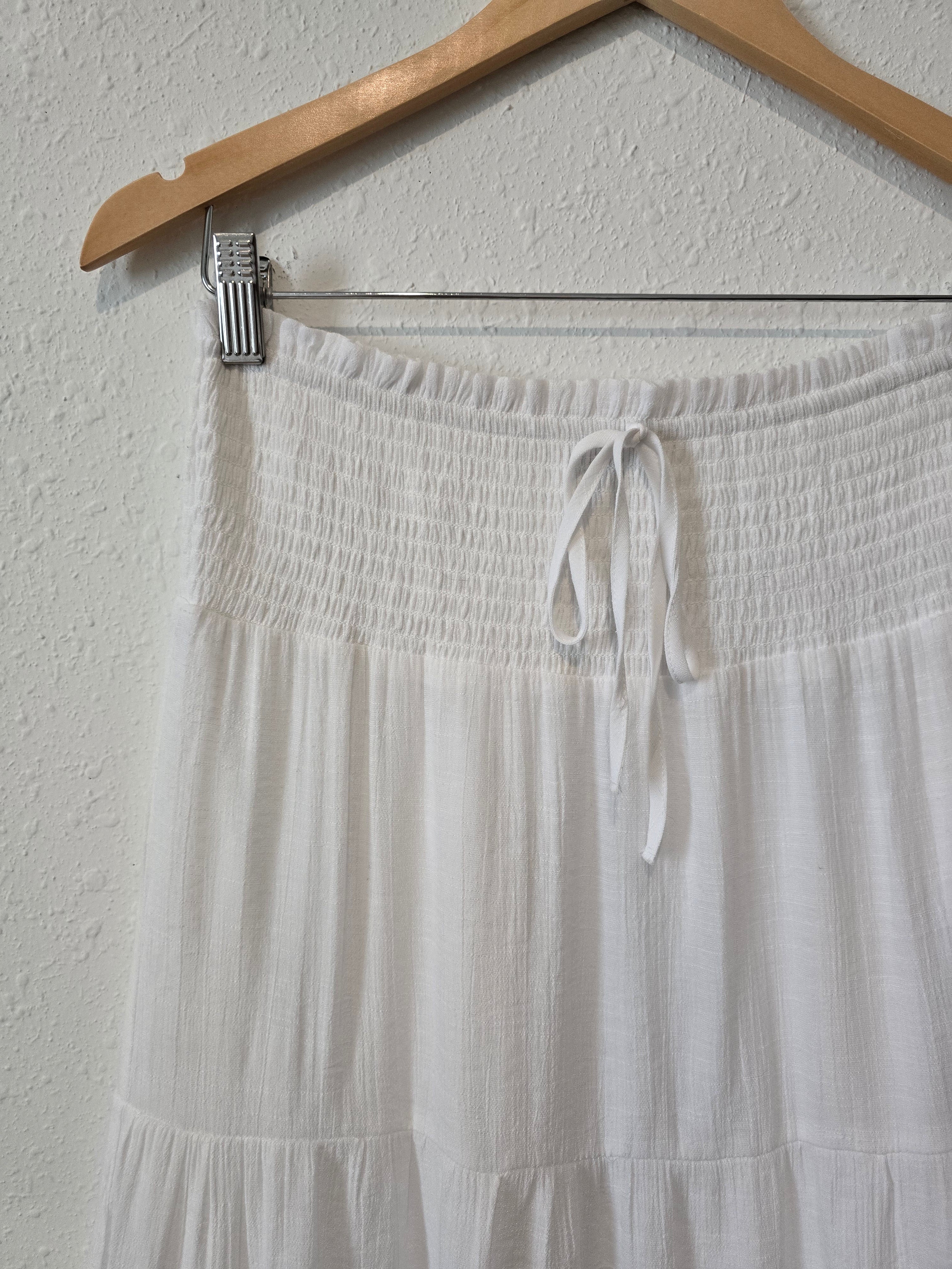 White Tiered Maxi Skirt (M)