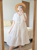 Gingham Linen Midi Dress (M)