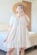 White Gauzy Tiered Dress (XL)