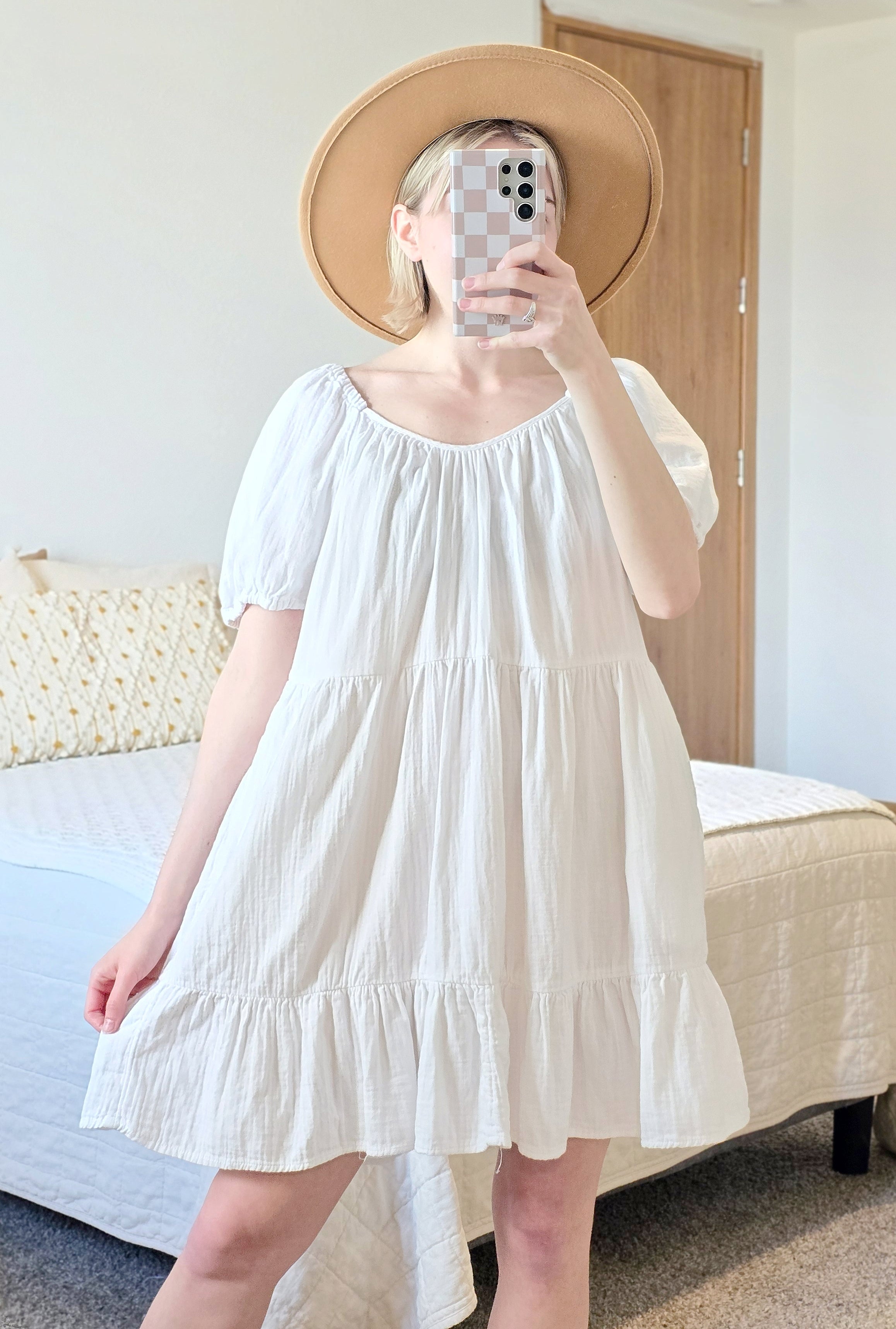 White Gauzy Tiered Dress (XL)