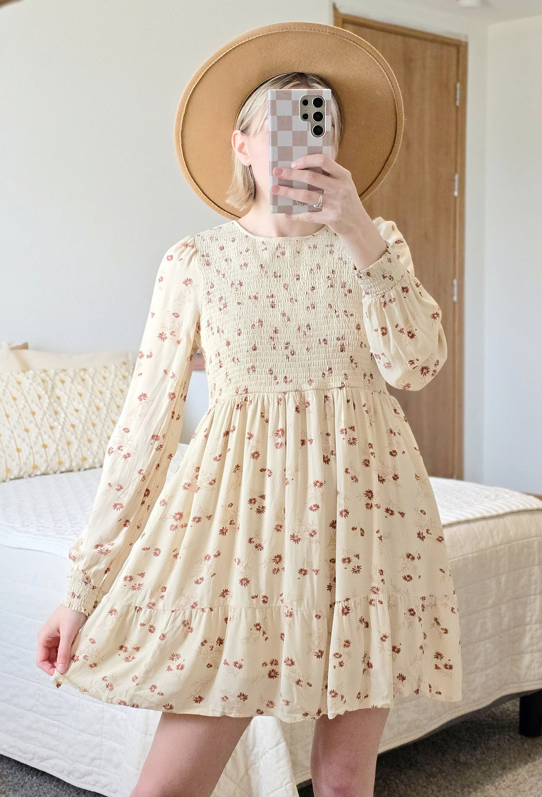 Floral Smocked Mini Dress (S)