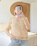 Vintage Crochet Button Up Top (L)