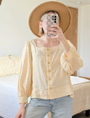 J.Crew Linen Puff Sleeve Top (M)