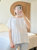 White Linen Boxy Top (S)