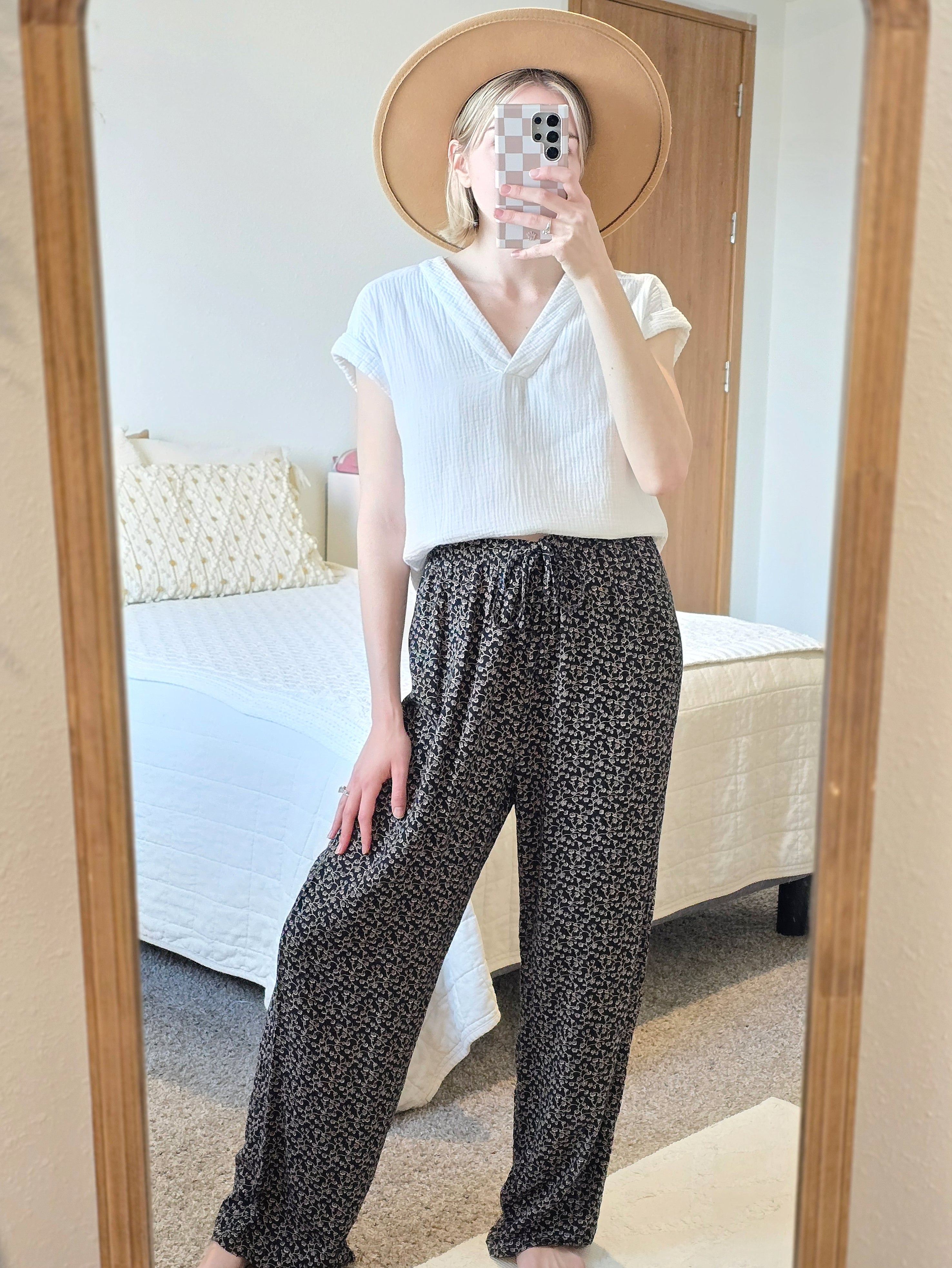 Vintage Floral Pull On Pants (L)