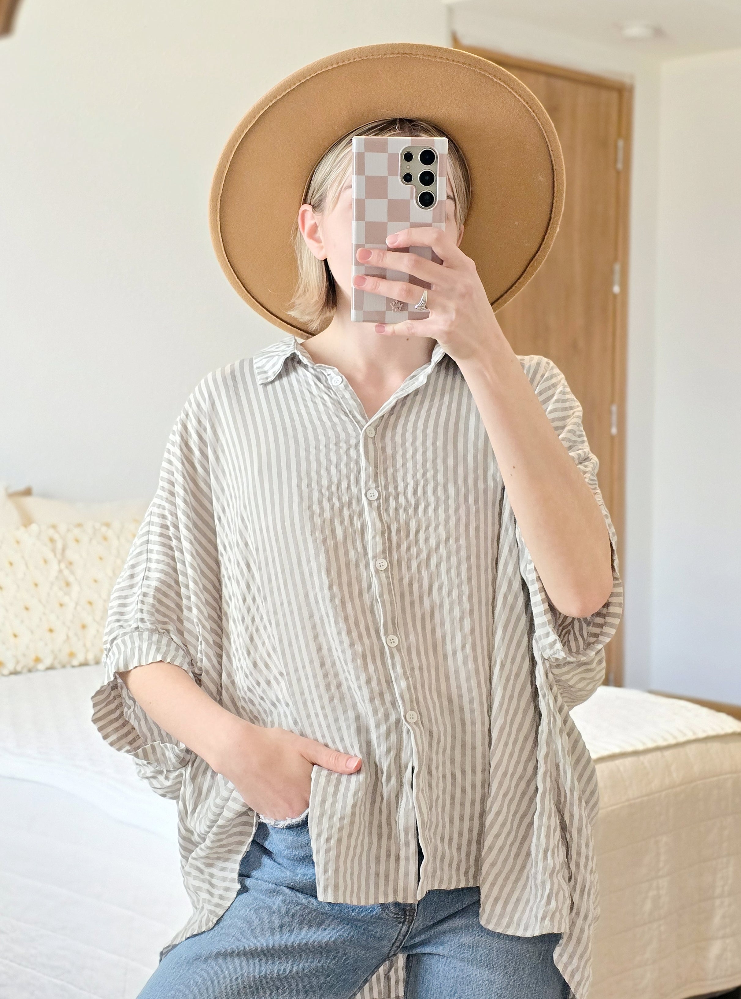 Oversized Striped Button Up (L)