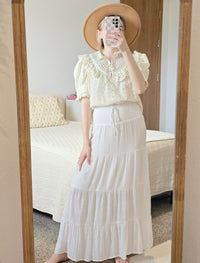 White Tiered Maxi Skirt (M)