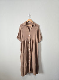 Brown Gauze Midi Dress (S)