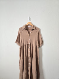 Brown Gauze Midi Dress (S)